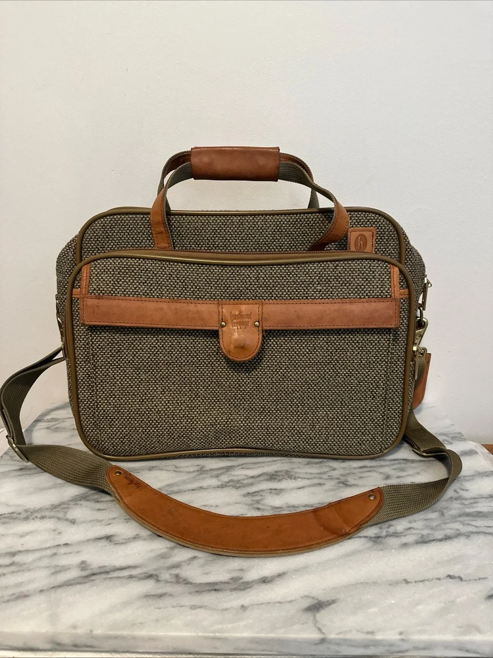 Hartmann Canvas twill Leather trim carry on travel bag with shoulder strap